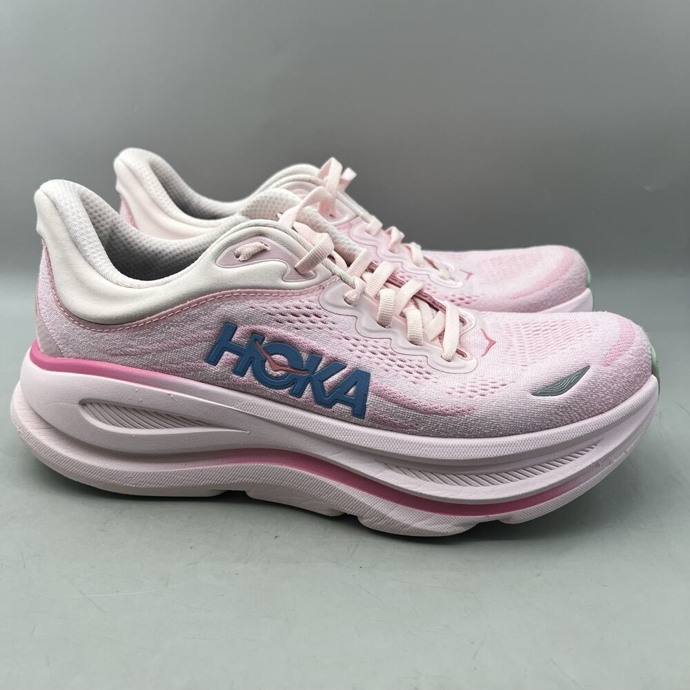 Hoka One One Bondi 9 Running Shoes Women Size 9.5 B Pink Mesh Comfort Sneakers